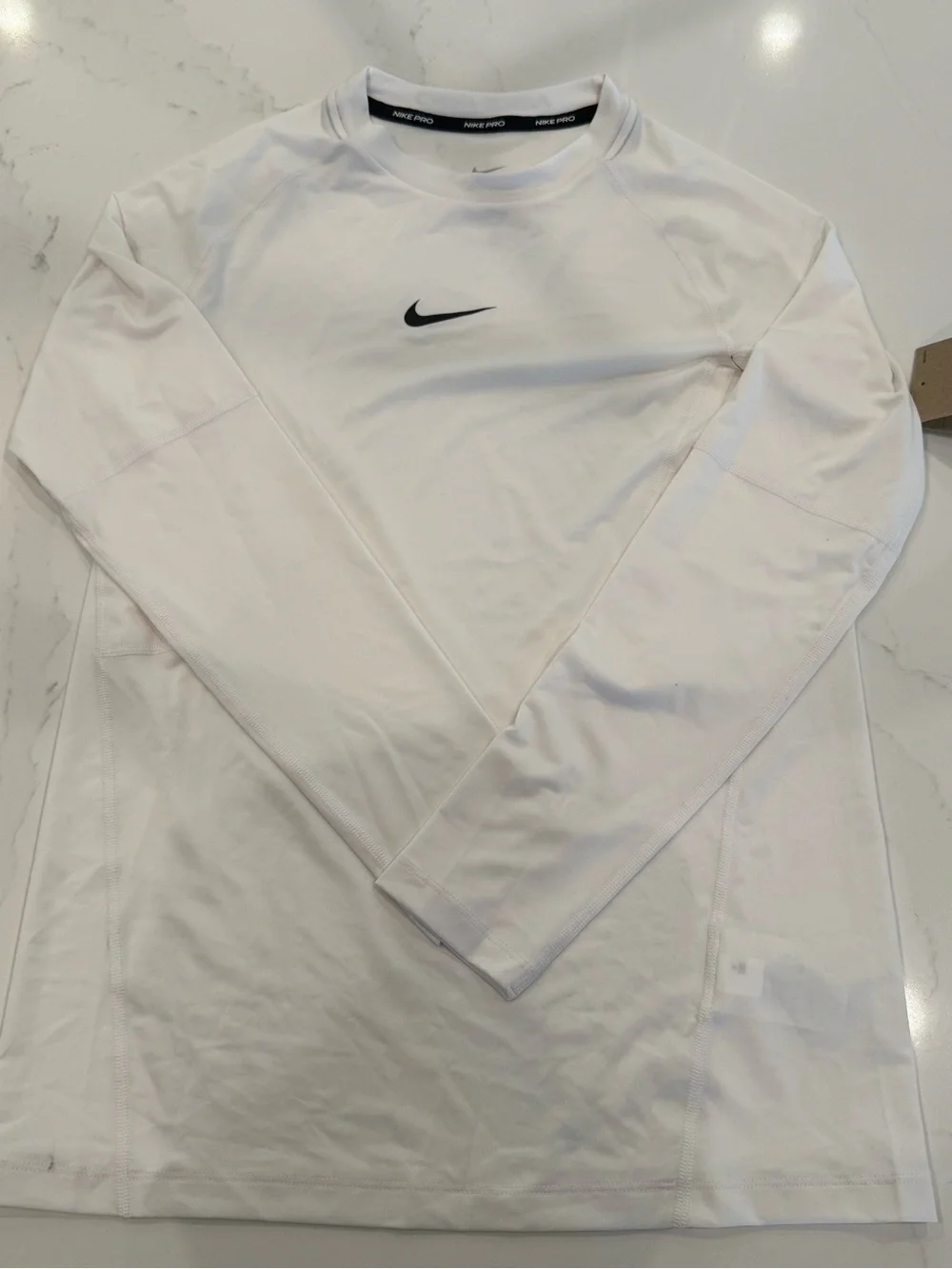 NWT Nike Kids Long-Sleeve White Dri-FIT Training Shirt